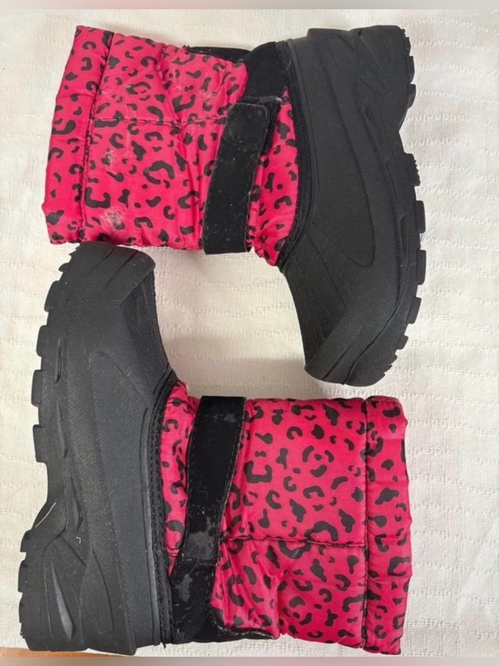 Kids pink leopard boots